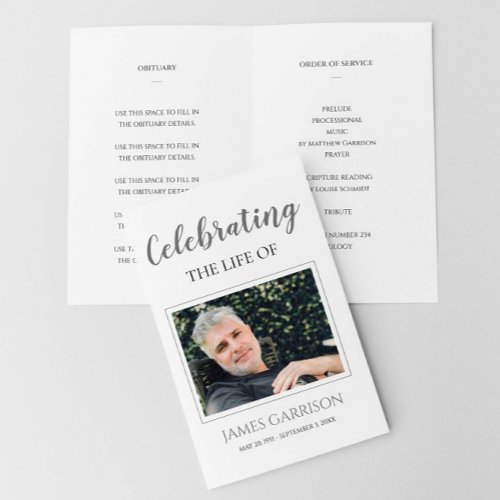 Elegant Gray Celebration of Life Memorial Program Flyer