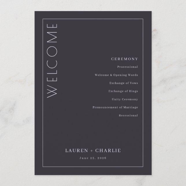 Elegant Gray Ceremony Program (Front)