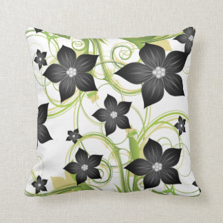 elegant gray charcoal floral throw pillow