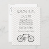 Elegant Gray Chevron Vintage Bicycle Save the Date Announcement Postcard (Front/Back)