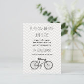 Elegant Gray Chevron Vintage Bicycle Save the Date Announcement Postcard (Standing Front)