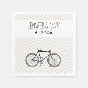 Elegant Gray Chevron Vintage Bicycle Wedding 2 Napkins