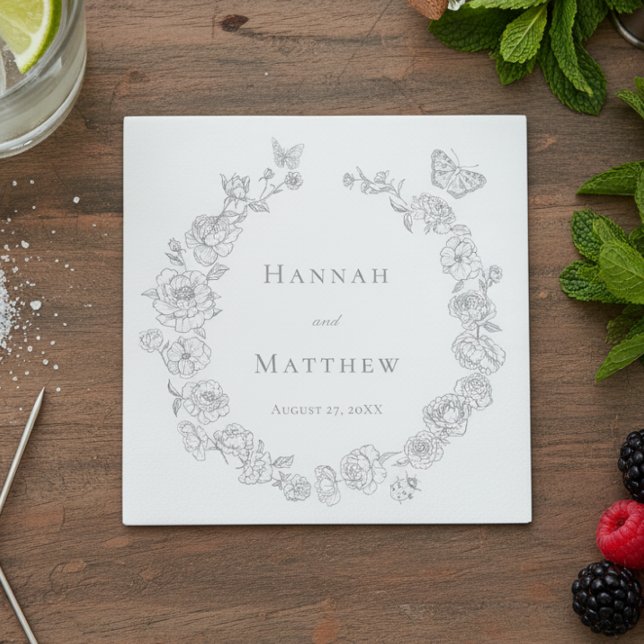 Elegant Gray Chinoiserie Bird Crest Wedding Napkins (Creator Uploaded)