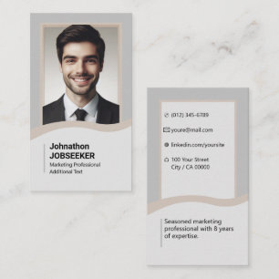 Elegant Gray Classic Job Seeker Minimal Plain Grey Business Card