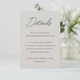 Elegant Gray Classic Wedding Enclosure Card