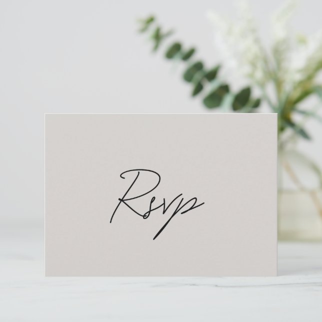 Elegant Gray Classic Wedding RSVP Card (Standing Front)