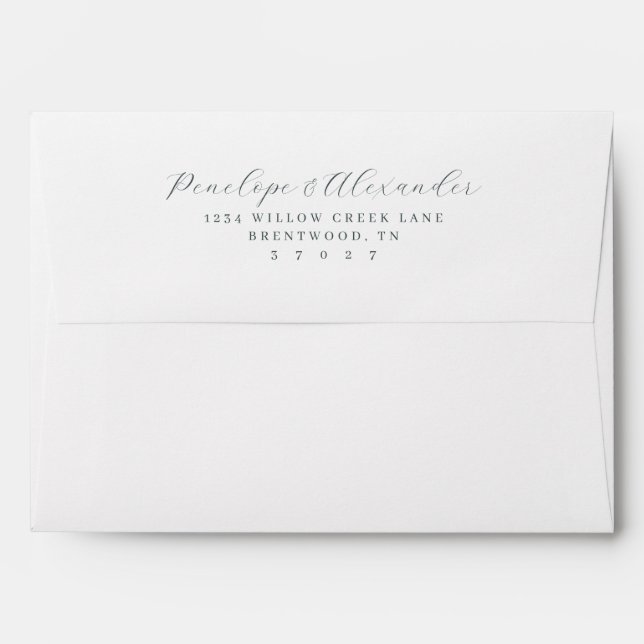 Elegant Gray Cursive Address Envelope (Back (Top Flap))