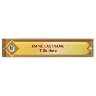 Elegant gray custom name desk name plate