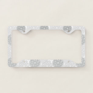 Elegant Gray Dahlia Floral License Plate Frame