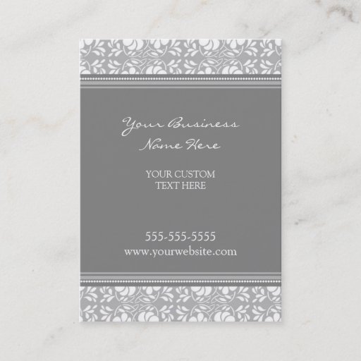 Customizable Elegant Gray Damask Business Cards