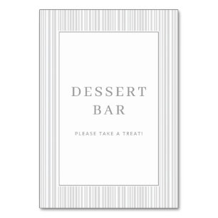 Elegant Gray Dessert Bar Sign Table Number