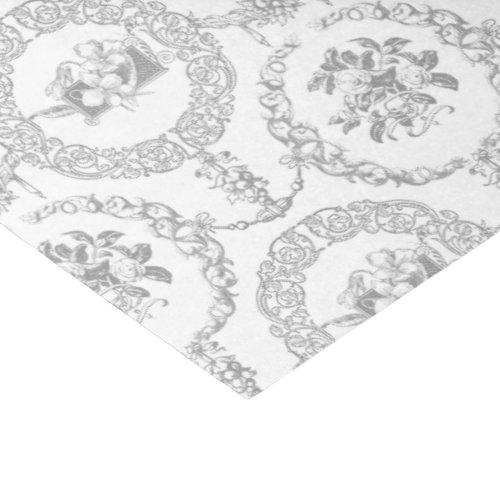 Elegant Gray Engraved Floral Medallions and Swags Tissue Paper