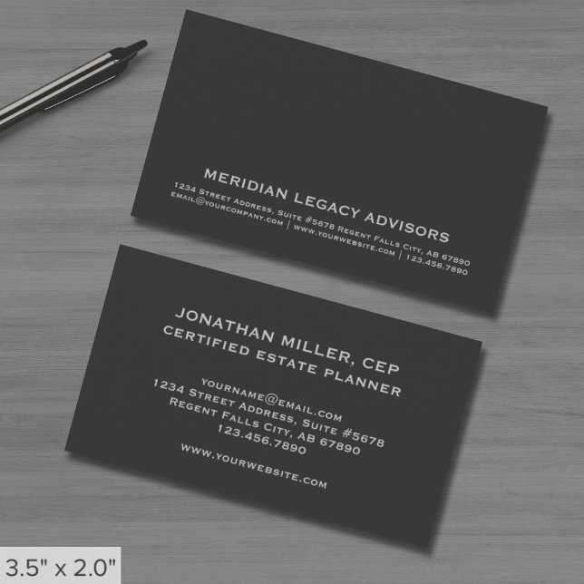 Elegant Gray Estate Planner Business Card (Creator Uploaded)