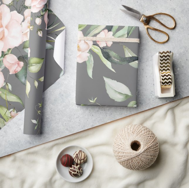 Elegant Gray Eucalyptus Greenery Wedding Wrapping Paper (Crafts)