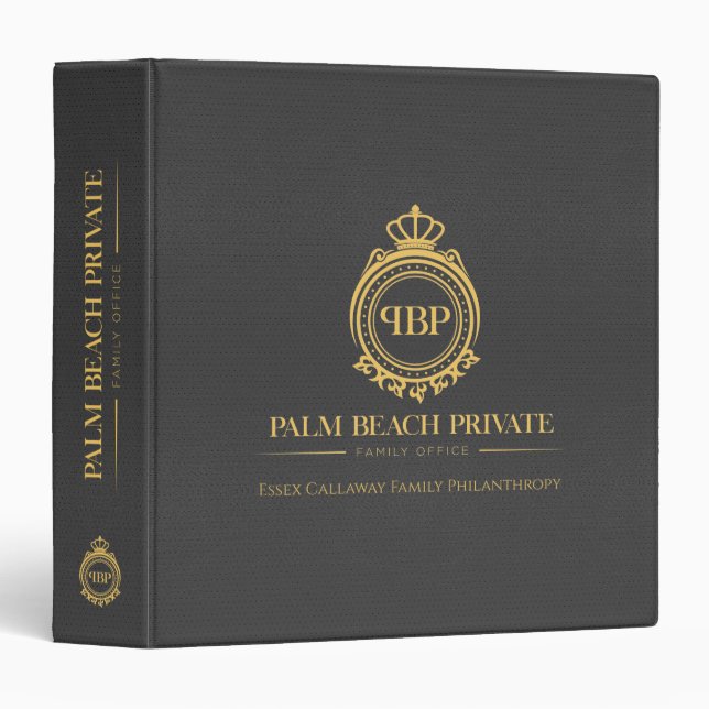 Elegant Gray Faux Leather Custom Logo 3 Ring Binder (Front/Spine)