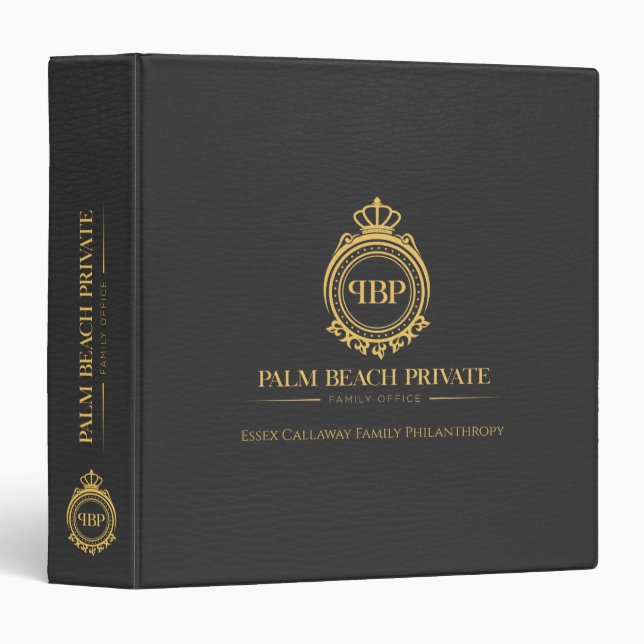 Elegant Gray Faux Leather Custom Logo 3 Ring Binder (Front/Spine)