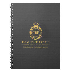 Elegant Gray Faux Leather Custom Logo Notebook