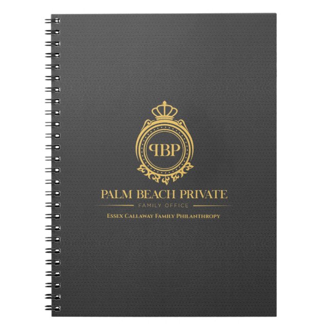 Elegant Gray Faux Leather Custom Logo Notebook (Front)