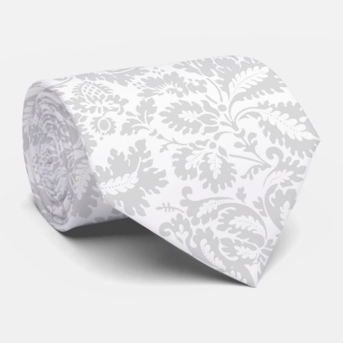 Elegant Gray Floral Botanical Neck Tie