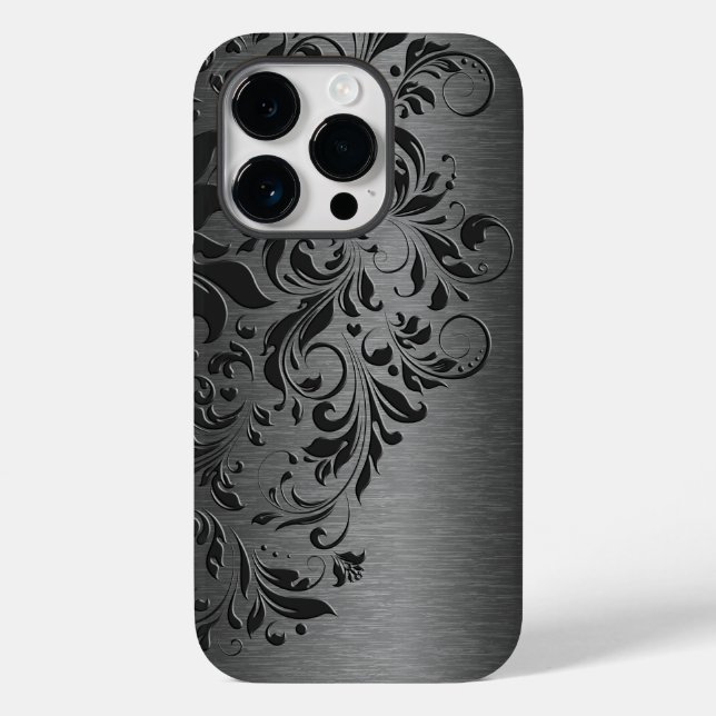 Elegant Gray Floral Lace On Gray Case-Mate iPhone Case (Back)