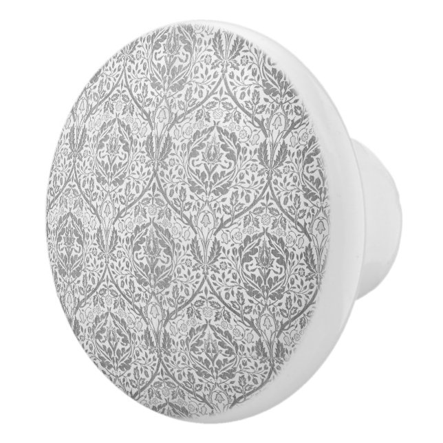 Elegant Gray Floral Pattern Ceramic Knob (Right)