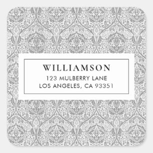 Elegant Gray Floral Pattern Square Sticker