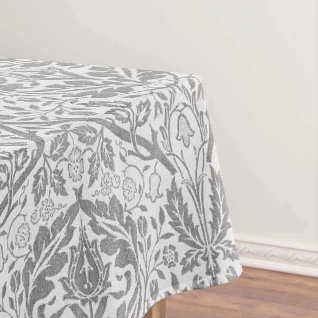 Elegant Gray Floral Pattern Tablecloth (In Situ)
