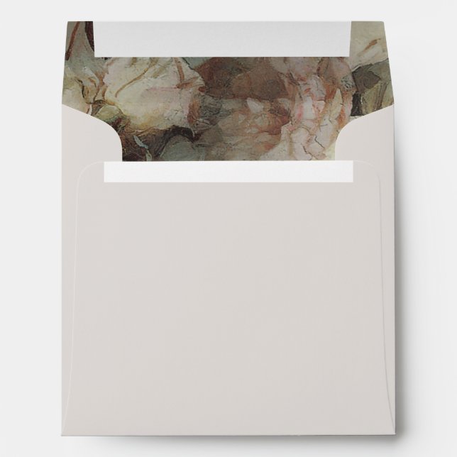 Elegant Gray Floral Pink Rose Gold Glitter Wedding Envelope (Back (Bottom))