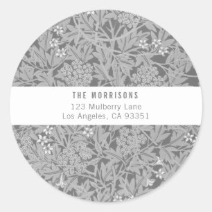 Elegant Gray Floral Return Address Label