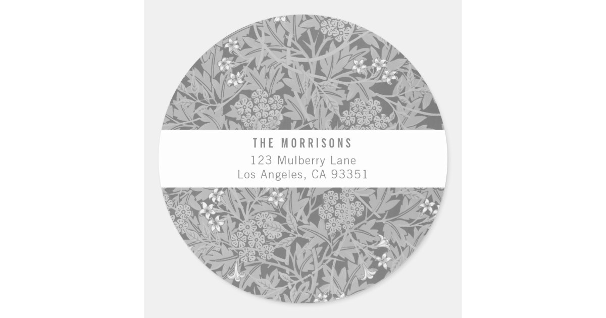 Elegant Gray Floral Return Address Label | Zazzle