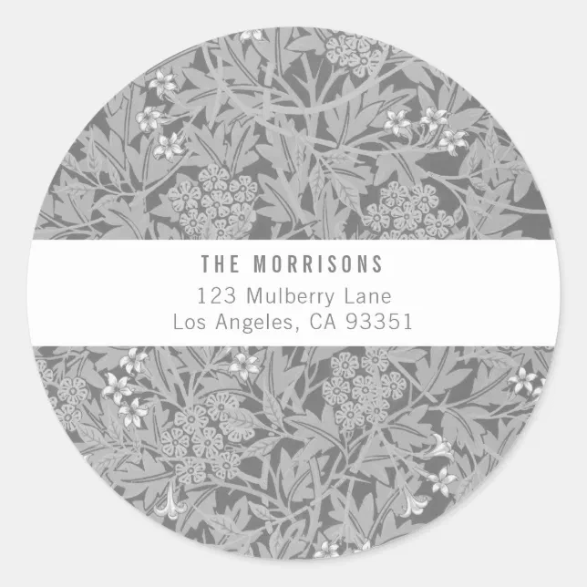 Elegant Gray Floral Return Address Label | Zazzle
