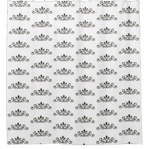 Elegant Gray Floral Vector Pattern on White Shower Curtain