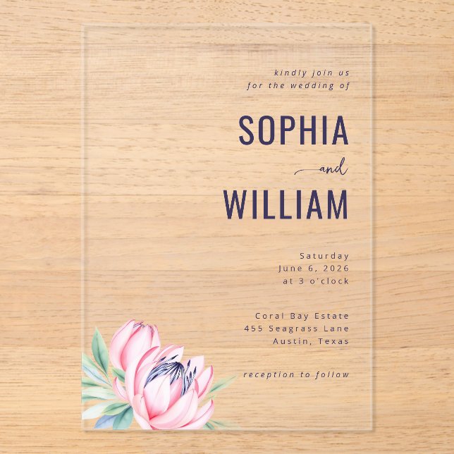 Elegant Gray Floral Wedding Invitation (Front)