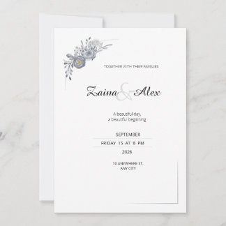 Elegant Gray Floral Wedding Invitation