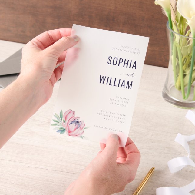 Elegant Gray Floral Wedding Invitation (Handheld)