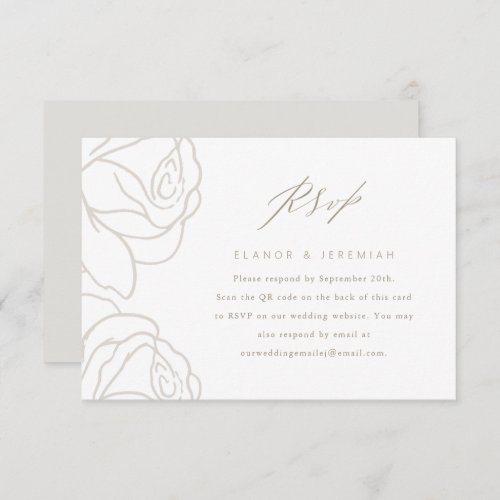 Elegant Gray Floral Wedding RSVP with QR Code