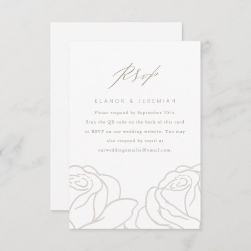 Elegant Gray Floral Wedding RSVP with QR Code