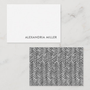Elegant Gray Font Herringbone Patterned Back Note Card