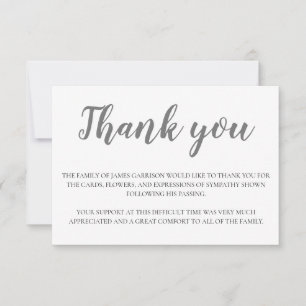 Elegant Gray Funeral Thank You Card