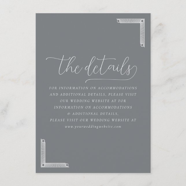 Elegant Gray Geometric Details Enclosure Card (Front)