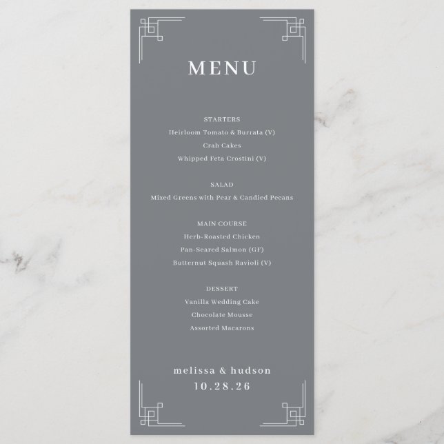 Elegant Gray Geometric Menu (Front)