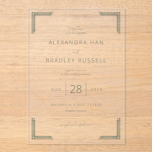 Elegant Gray Geometric Wedding Invitation (Front)