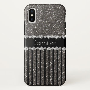 Elegant Gray  Glitter Personalized  iPhone X Case