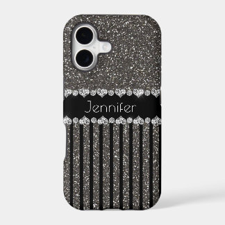 Elegant Gray  Glitter Personalized  iPhone X Case