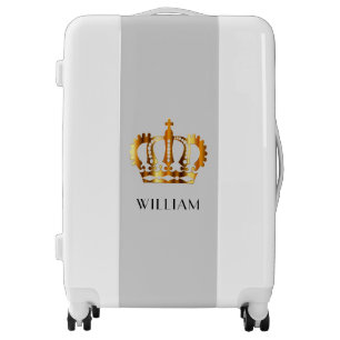 Elegant Gray Gold Crown  Luggage