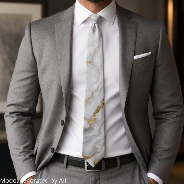 Elegant Gray Gold Marble Neck Tie (Creator Uploaded)