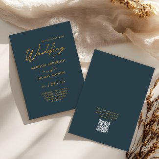 Elegant Gray Gold Modern Typography RSVP Wedding
