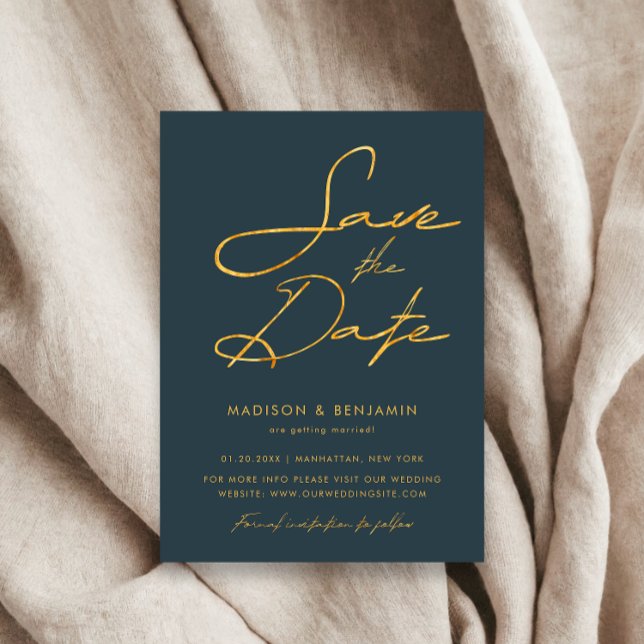 Elegant Gray Gold Modern Typography Wedding Save The Date (Creator Uploaded)
