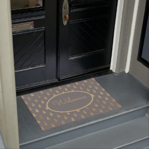 Elegant Gray & Gold Pineapple Personalized Doormat