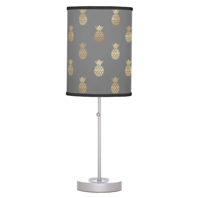 Elegant Gray & Gold Pineapple  Table Lamp (Front)